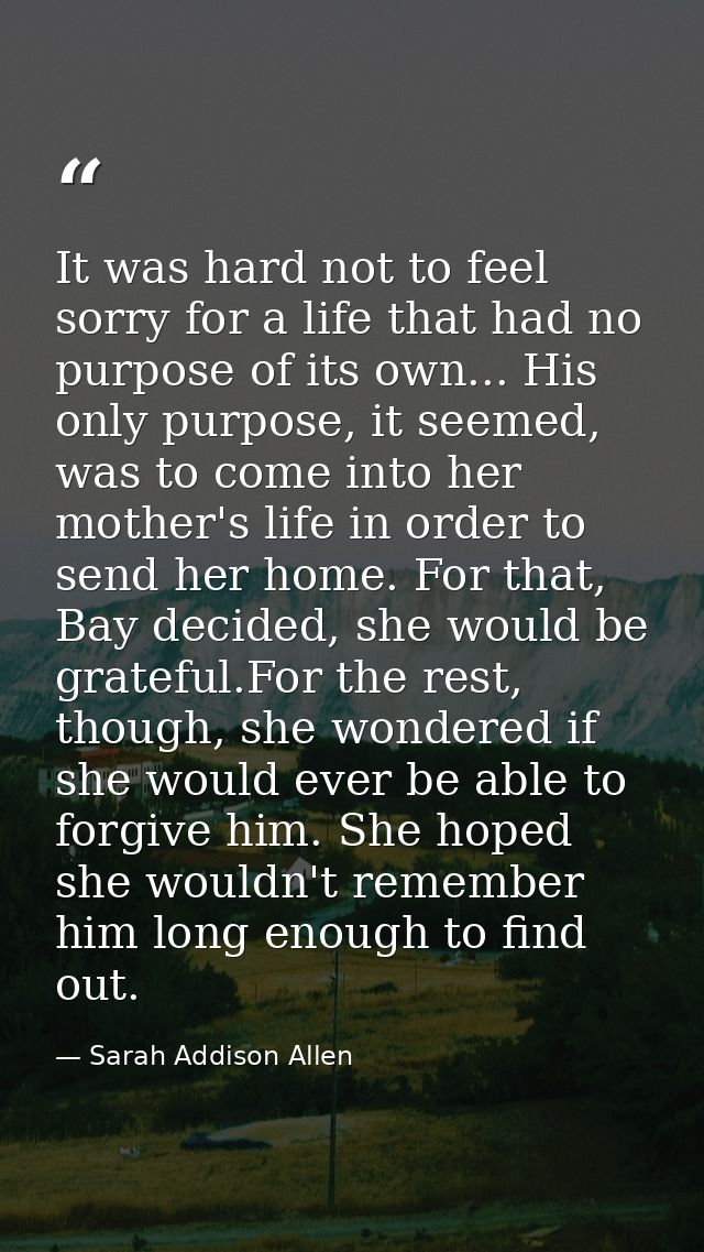 It was hard not to feel sorry for a life that had no purpose of its own... His only purpose, it seemed, was to come into — Sarah Addison Allen