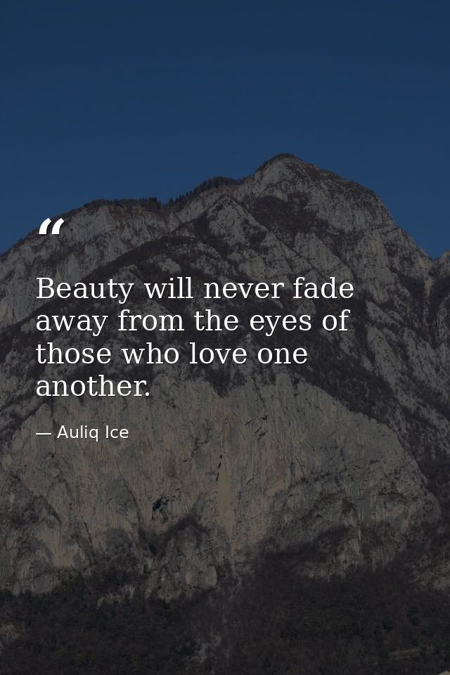 Beauty will never fade away from the eyes of those who love one another. — Auliq Ice