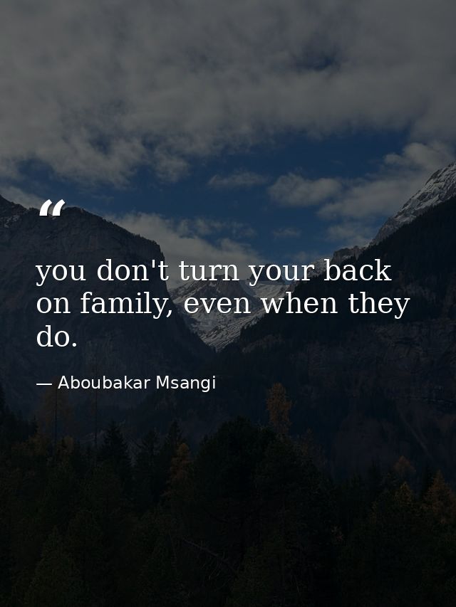 you don't turn your back on family, even when they do. — Aboubakar Msangi