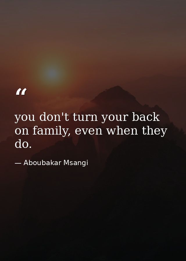 you don't turn your back on family, even when they do. — Aboubakar Msangi