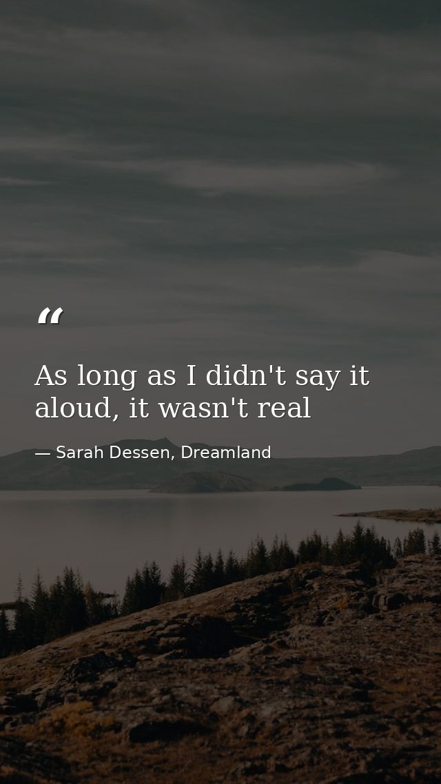 As long as I didn't say it aloud, it wasn't real — Sarah Dessen, Dreamland