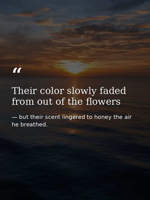 Their color slowly faded from out of the flowers — but their scent lingered to honey the air he breathed.