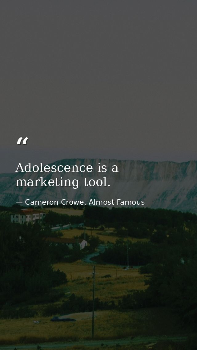 Adolescence is a marketing tool. — Cameron Crowe, Almost Famous
