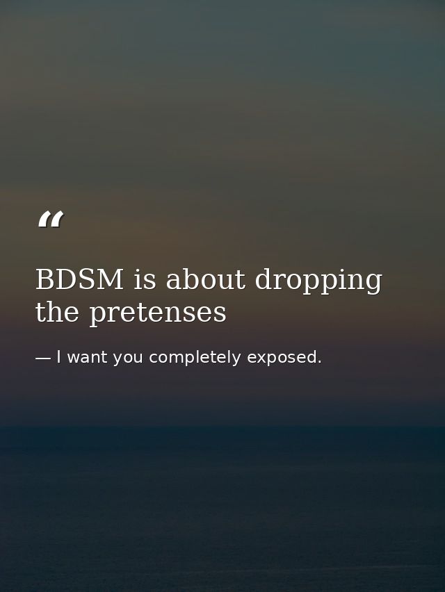 BDSM is about dropping the pretenses — I want you completely exposed.