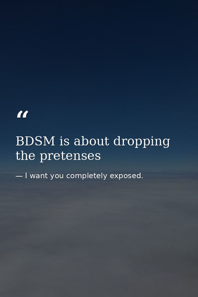BDSM is about dropping the pretenses — I want you completely exposed.