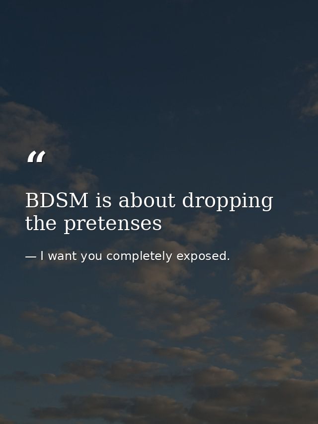BDSM is about dropping the pretenses — I want you completely exposed.