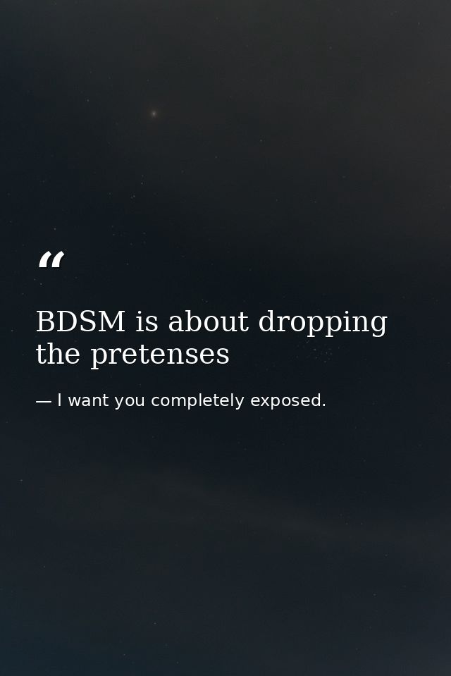 BDSM is about dropping the pretenses — I want you completely exposed.