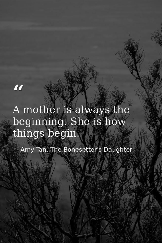 A mother is always the beginning. She is how things begin. — Amy Tan, The Bonesetter's Daughter