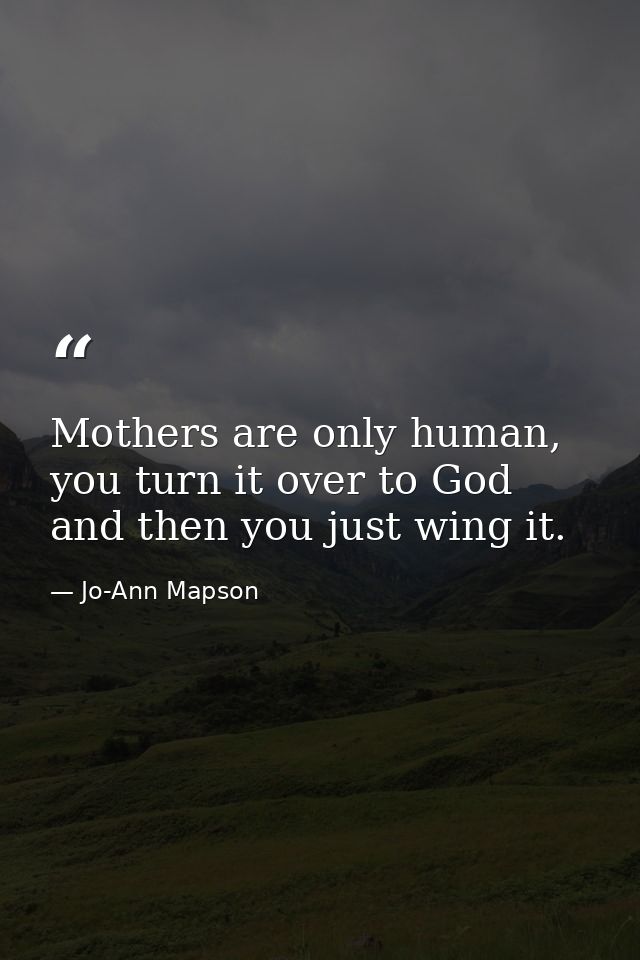 Mothers are only human, you turn it over to God and then you just wing it. — Jo-Ann Mapson