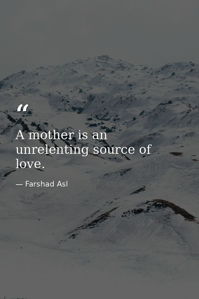 A mother is an unrelenting source of love. — Farshad Asl