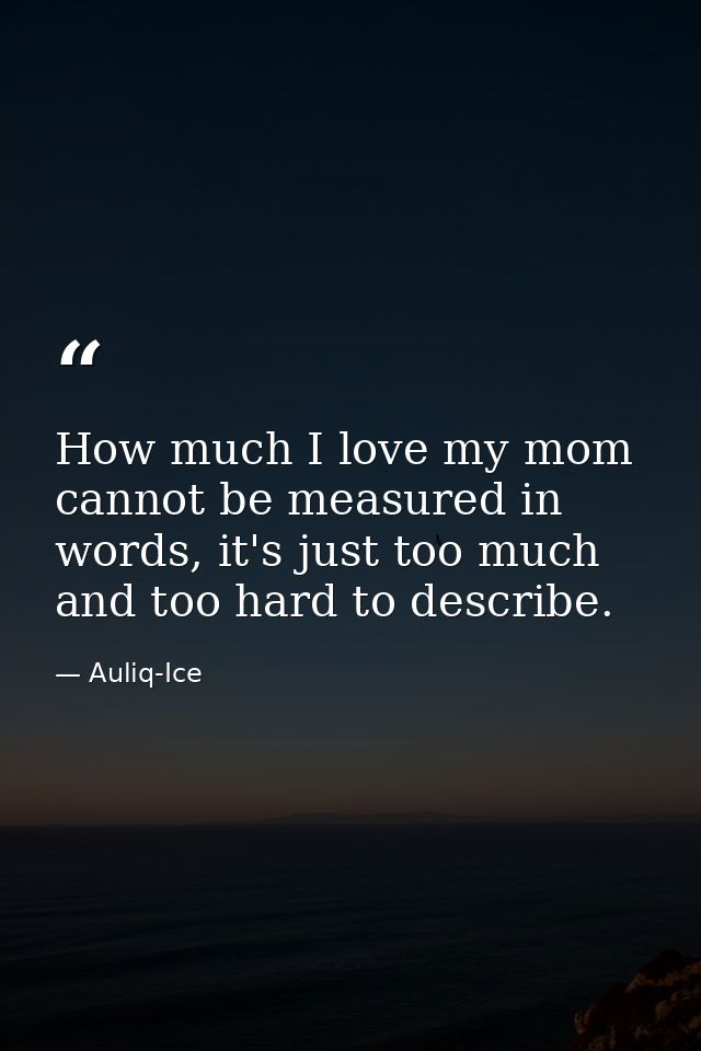 How much I love my mom cannot be measured in words, it's just too much and too hard to describe. — Auliq-Ice