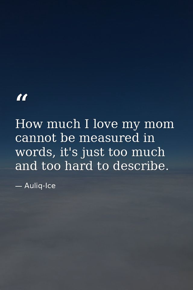 How much I love my mom cannot be measured in words, it's just too much and too hard to describe. — Auliq-Ice