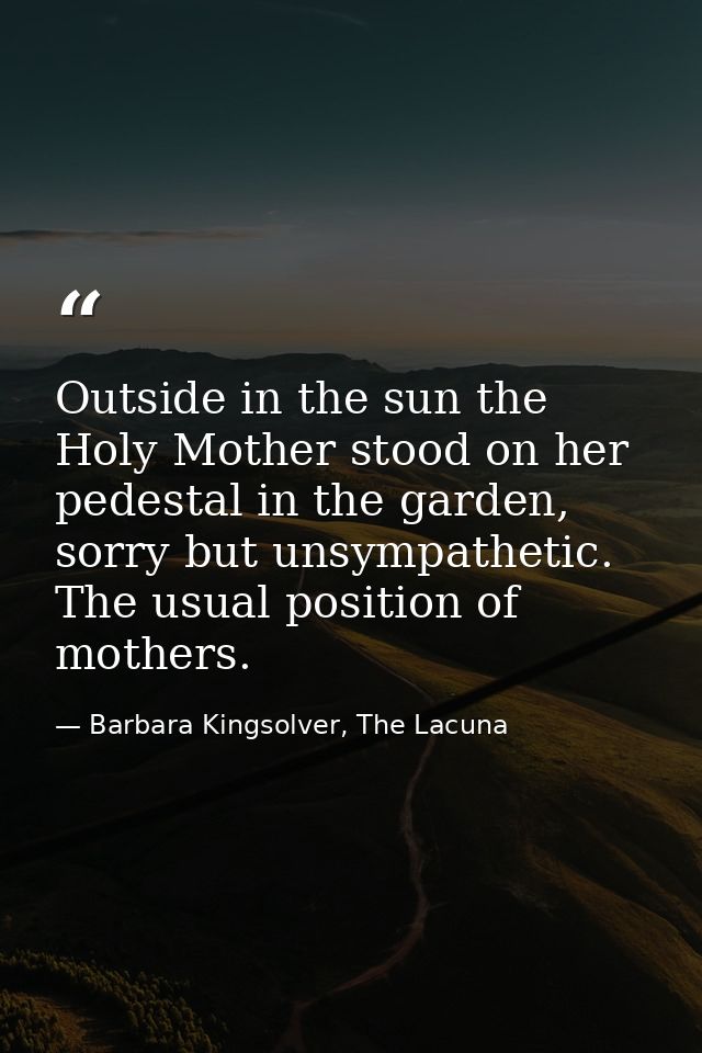 Outside in the sun the Holy Mother stood on her pedestal in the garden, sorry but unsympathetic. The usual position of m — Barbara Kingsolver, The Lacuna