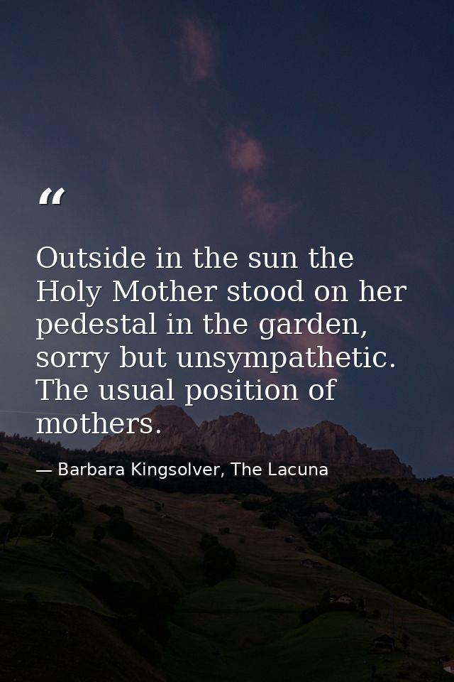 Outside in the sun the Holy Mother stood on her pedestal in the garden, sorry but unsympathetic. The usual position of m — Barbara Kingsolver, The Lacuna