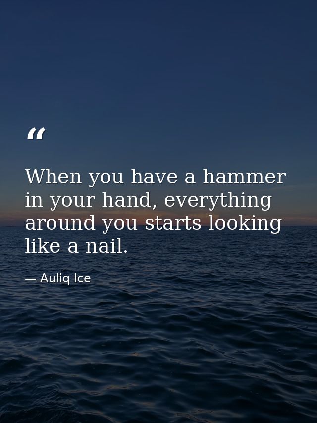 When you have a hammer in your hand, everything around you starts looking like a nail. — Auliq Ice
