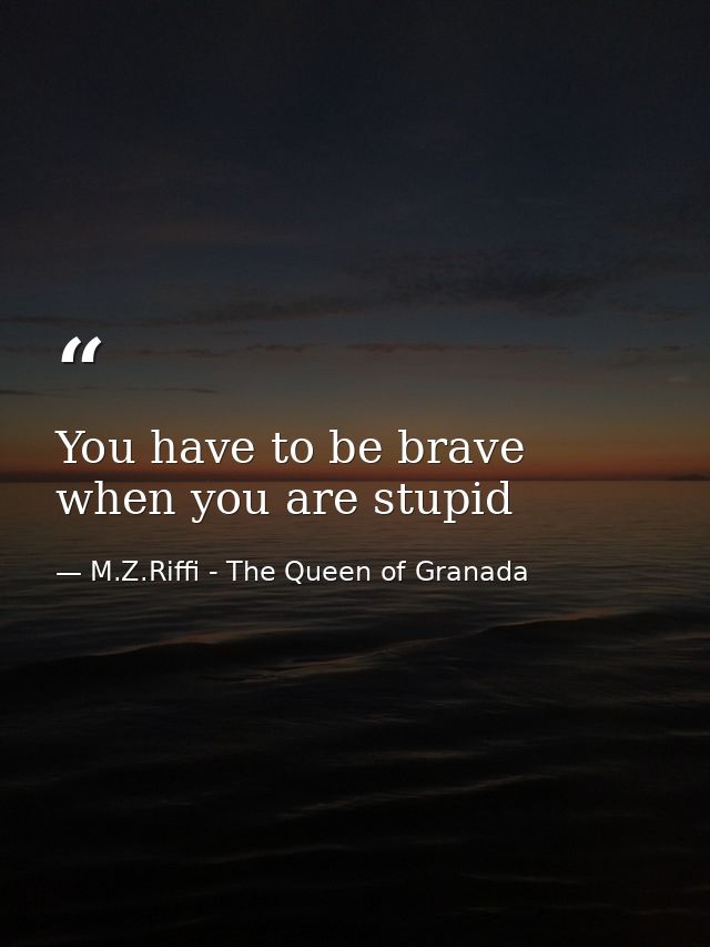 You have to be brave when you are stupid — M.Z.Riffi - The Queen of Granada