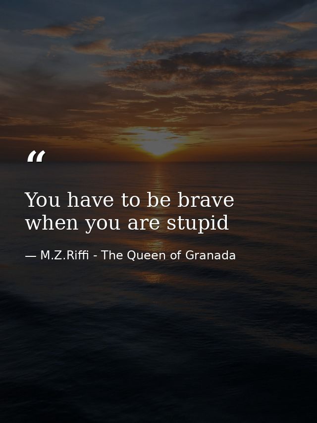 You have to be brave when you are stupid — M.Z.Riffi - The Queen of Granada