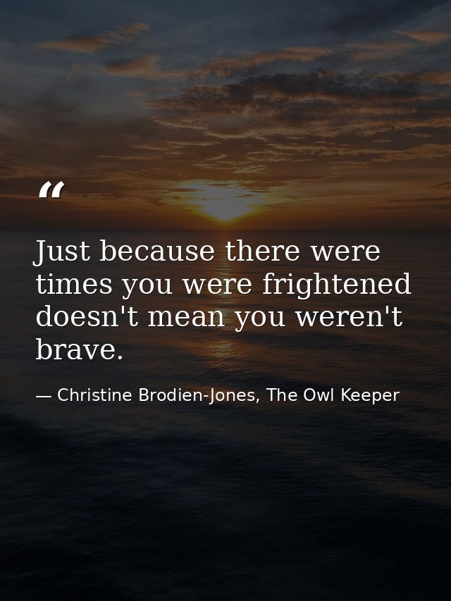 Just because there were times you were frightened doesn't mean you weren't brave. — Christine Brodien-Jones, The Owl Keeper