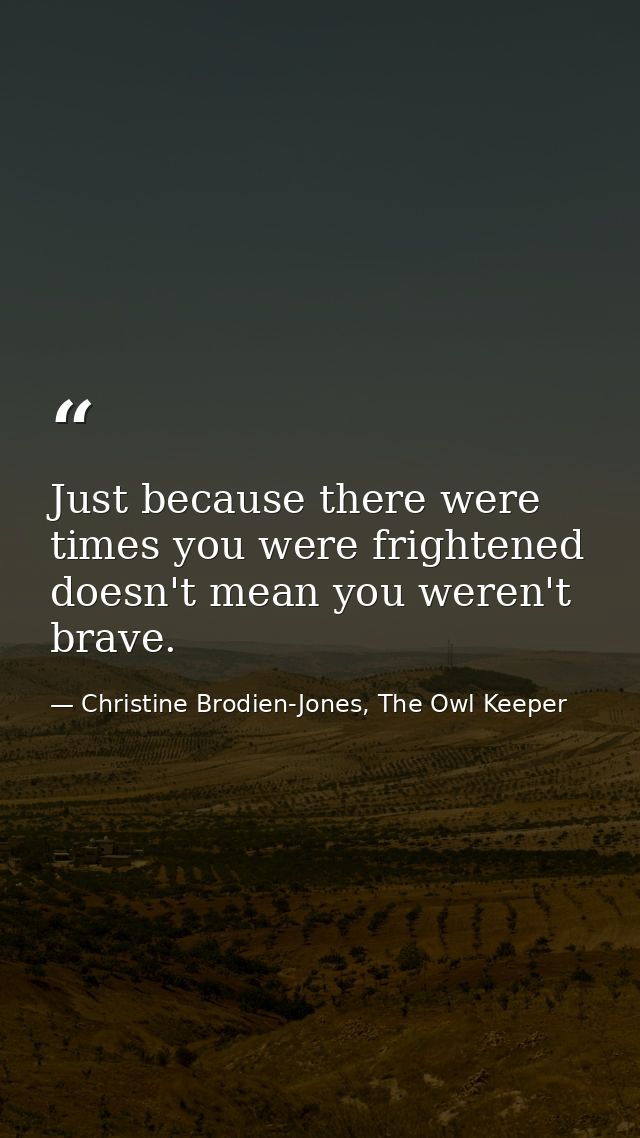 Just because there were times you were frightened doesn't mean you weren't brave. — Christine Brodien-Jones, The Owl Keeper