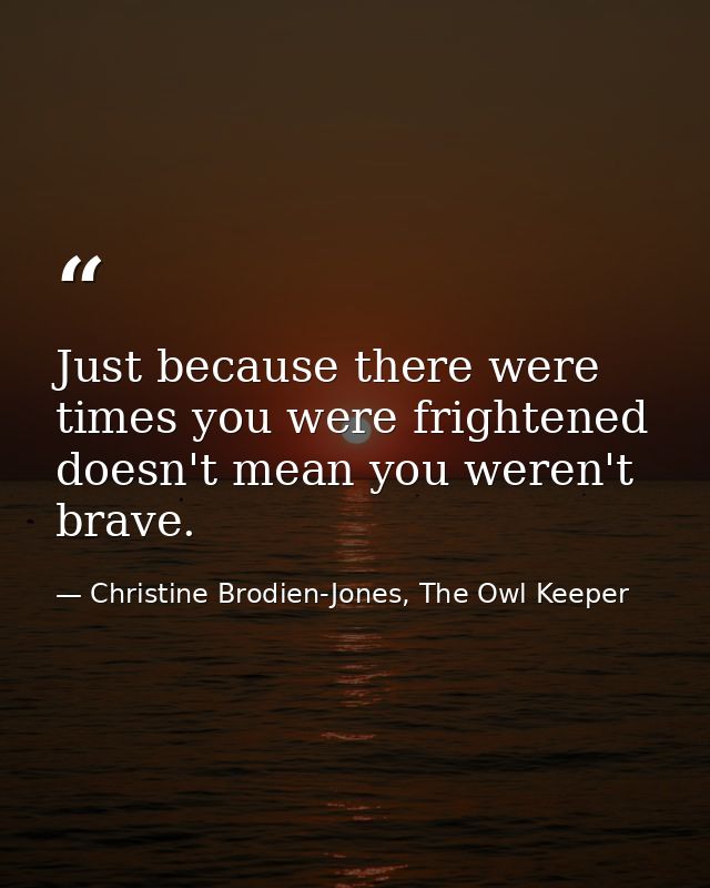 Just because there were times you were frightened doesn't mean you weren't brave. — Christine Brodien-Jones, The Owl Keeper
