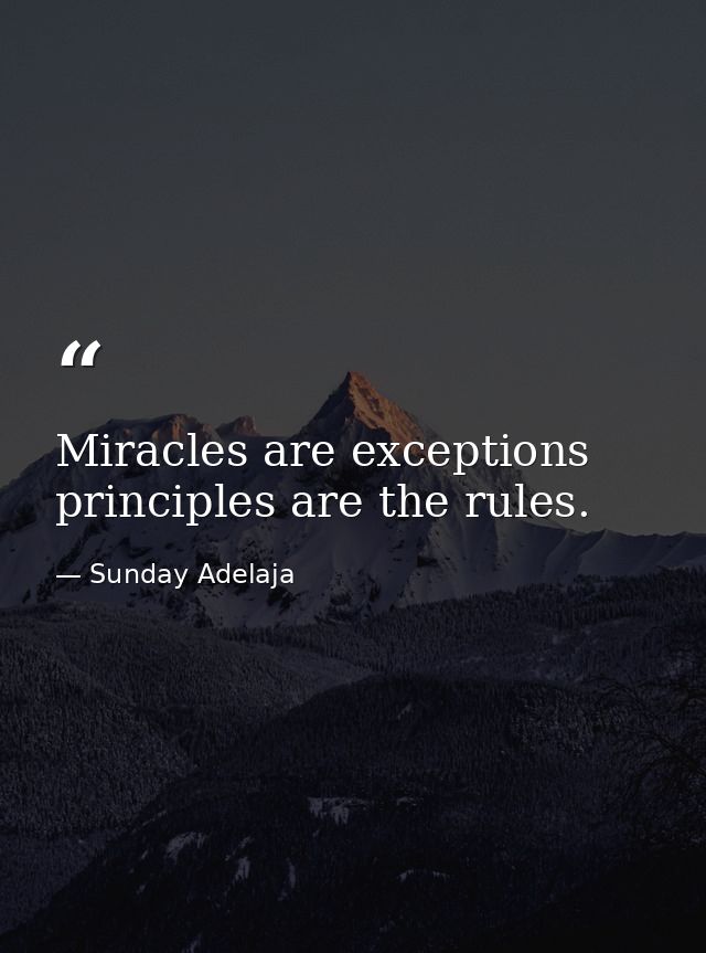 Miracles are exceptions principles are the rules. — Sunday Adelaja