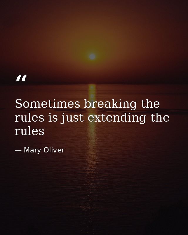 Sometimes breaking the rules is just extending the rules — Mary Oliver