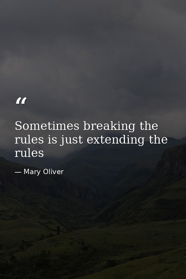 Sometimes breaking the rules is just extending the rules — Mary Oliver