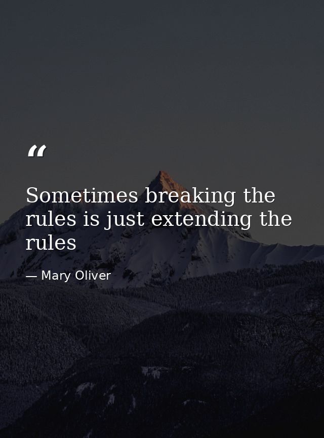 Sometimes breaking the rules is just extending the rules — Mary Oliver