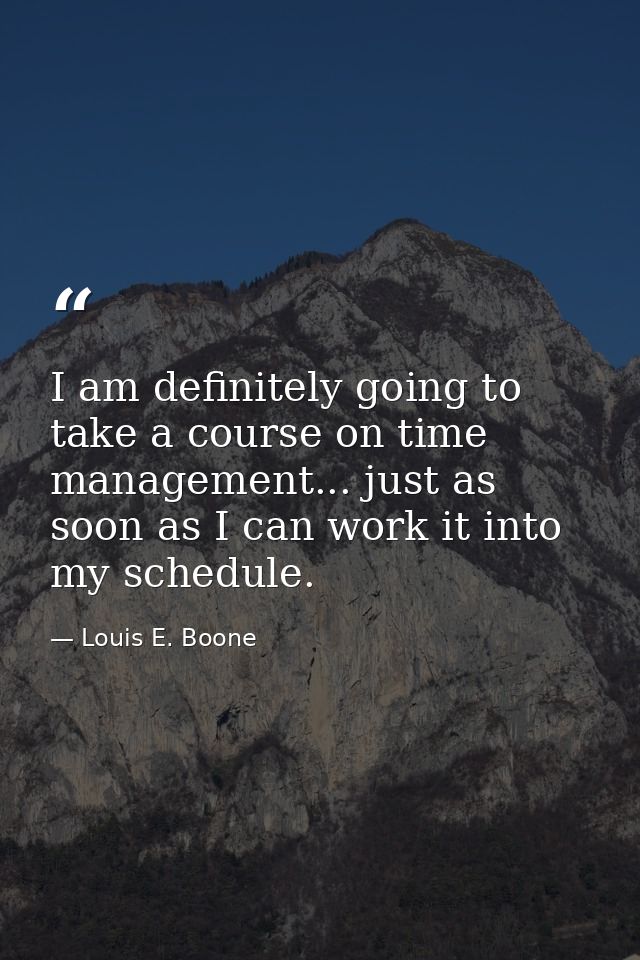 I am definitely going to take a course on time management... just as soon as I can work it into my schedule. — Louis E. Boone