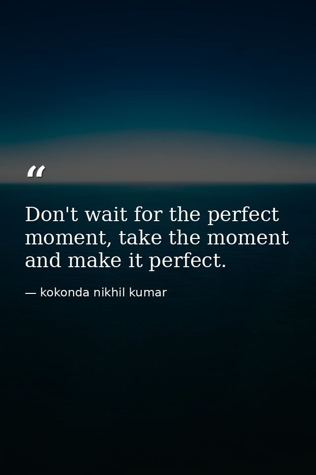 Don't wait for the perfect moment, take the moment and make it perfect. — kokonda nikhil kumar