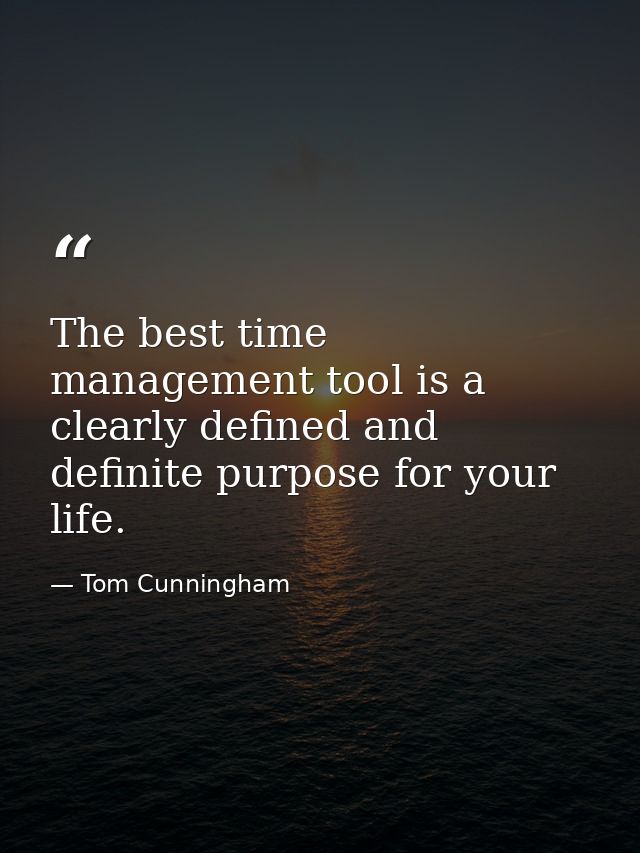The best time management tool is a clearly defined and definite purpose for your life. — Tom Cunningham