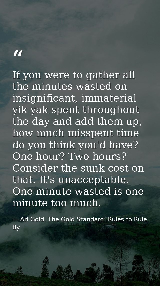 If you were to gather all the minutes wasted on insignificant, immaterial yik yak spent throughout the day and add them  — Ari Gold, The Gold Standard: Rules to Rule By