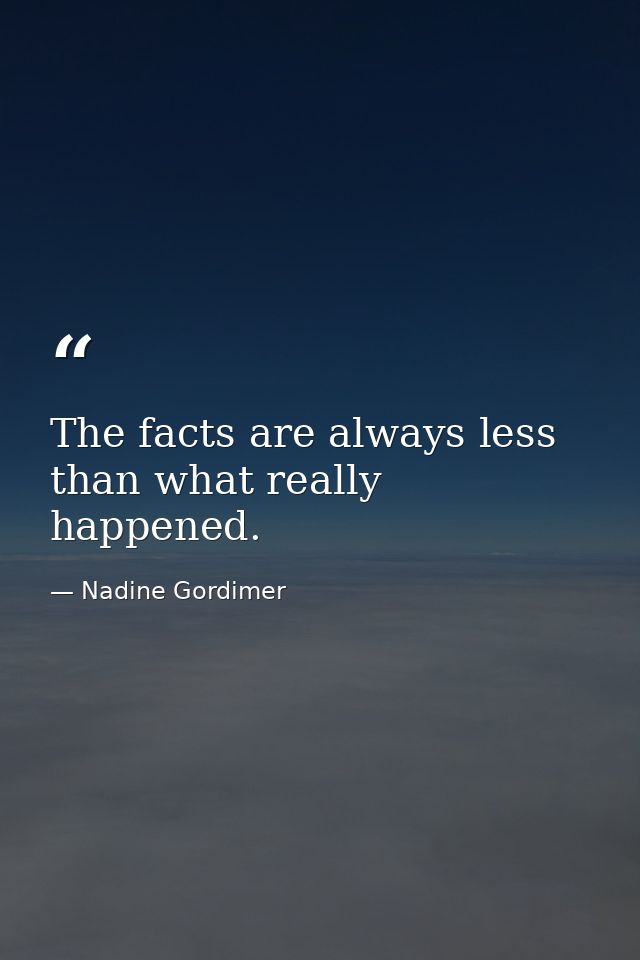 The facts are always less than what really happened. — Nadine Gordimer