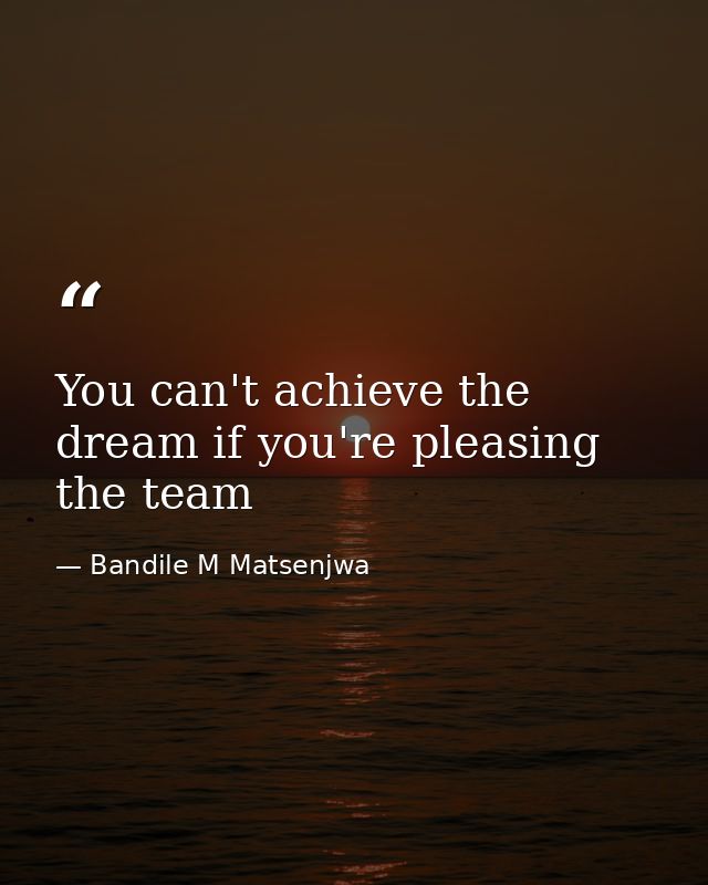 You can't achieve the dream if you're pleasing the team — Bandile M Matsenjwa