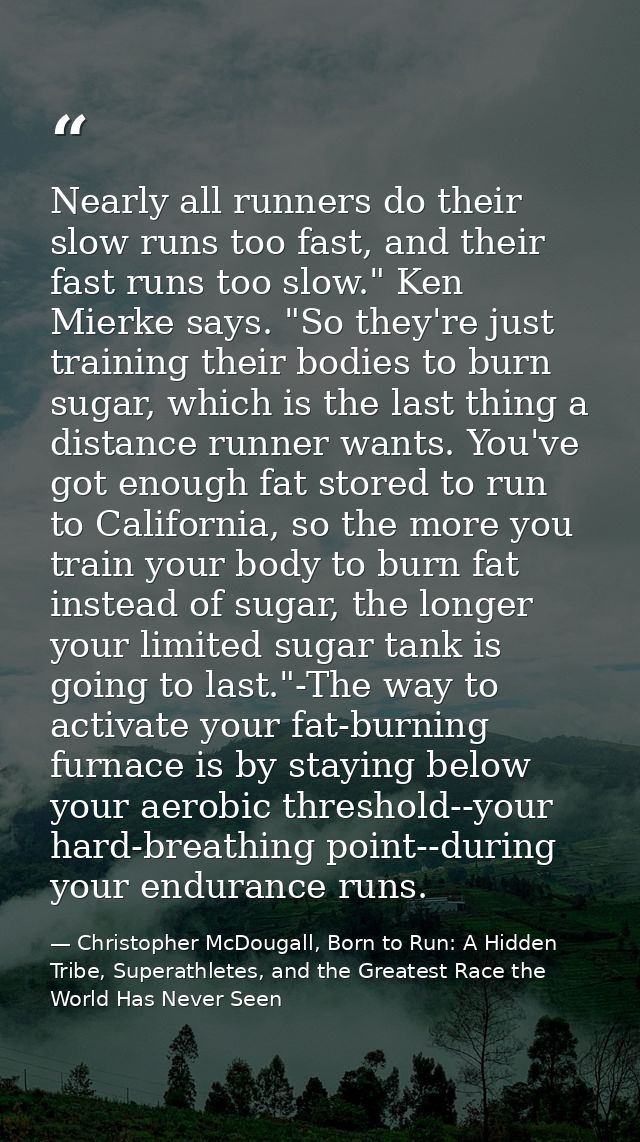 Nearly all runners do their slow runs too fast, and their fast runs too slow." Ken Mierke says. "So they're just trainin — Christopher McDougall, Born to Run: A Hidden Tribe, Superathletes, and the Greatest Race the World Has Never Seen