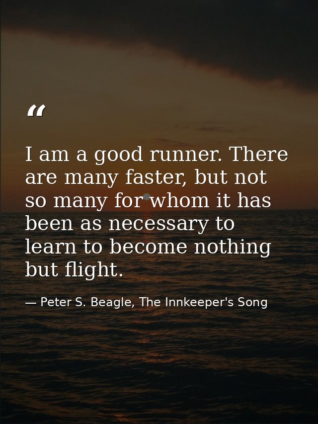 I am a good runner. There are many faster, but not so many for whom it has been as necessary to learn to become nothing  — Peter S. Beagle, The Innkeeper's Song