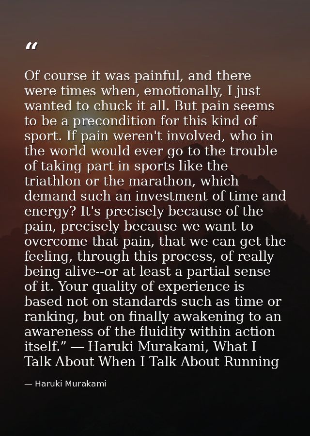 Of course it was painful, and there were times when, emotionally, I just wanted to chuck it all. But pain seems to be a  — Haruki Murakami