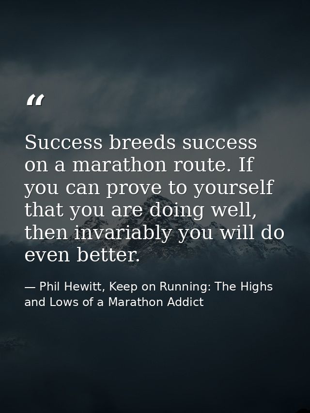 Success breeds success on a marathon route. If you can prove to yourself that you are doing well, then invariably you wi — Phil Hewitt, Keep on Running: The Highs and Lows of a Marathon Addict