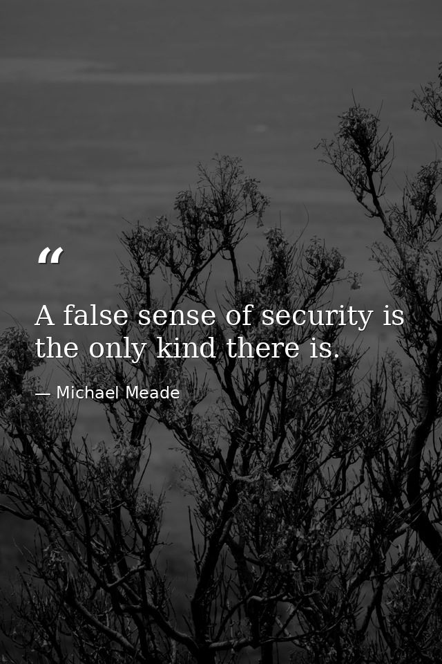 A false sense of security is the only kind there is. — Michael Meade