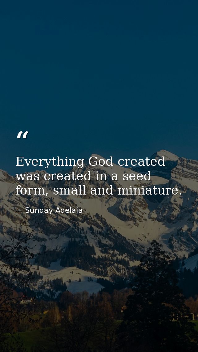 Everything God created was created in a seed form, small and miniature. — Sunday Adelaja