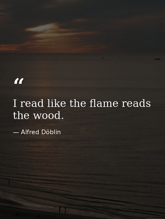 I read like the flame reads the wood. — Alfred Döblin