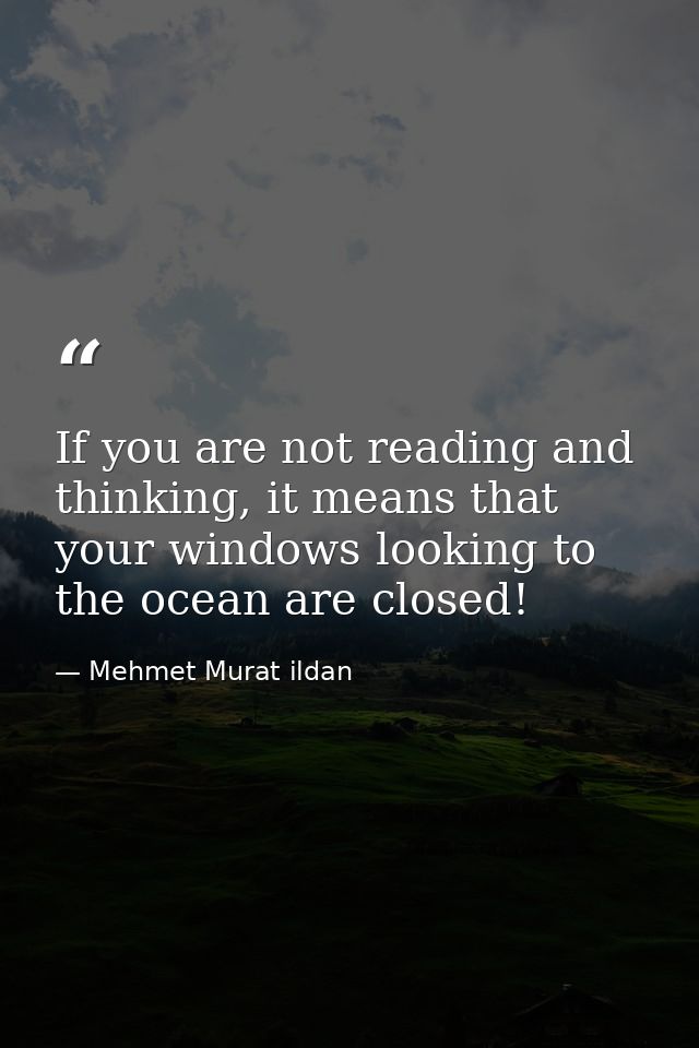 If you are not reading and thinking, it means that your windows looking to the ocean are closed! — Mehmet Murat ildan