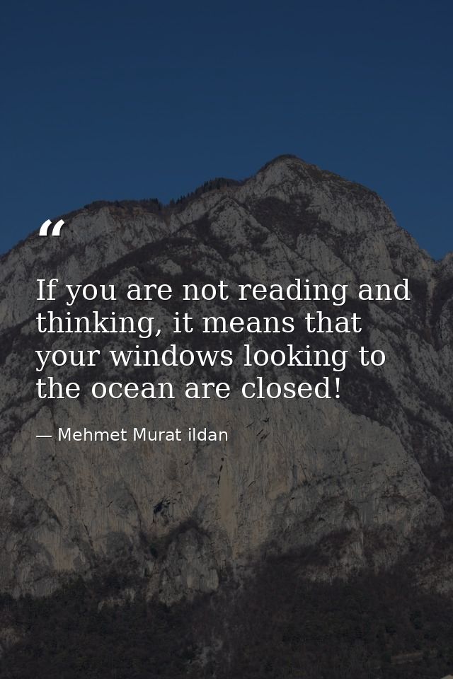 If you are not reading and thinking, it means that your windows looking to the ocean are closed! — Mehmet Murat ildan