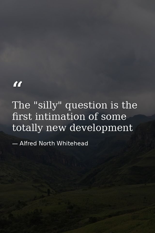 The "silly" question is the first intimation of some totally new development — Alfred North Whitehead