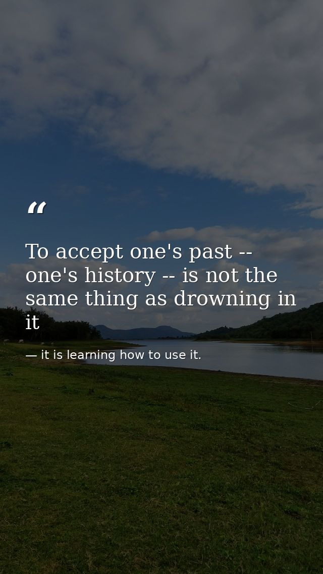To accept one's past -- one's history -- is not the same thing as drowning in it — it is learning how to use it.