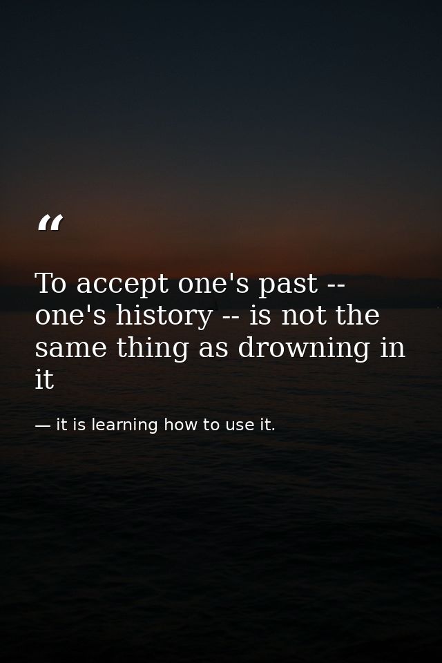 To accept one's past -- one's history -- is not the same thing as drowning in it — it is learning how to use it.