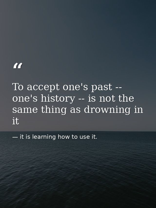 To accept one's past -- one's history -- is not the same thing as drowning in it — it is learning how to use it.