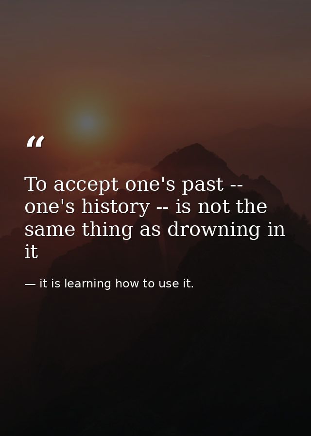 To accept one's past -- one's history -- is not the same thing as drowning in it — it is learning how to use it.
