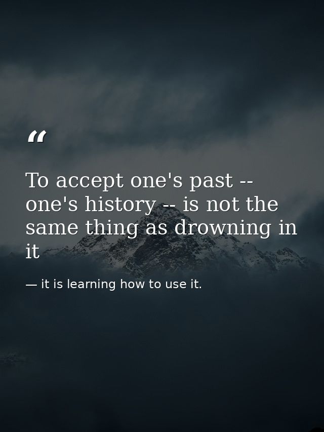 To accept one's past -- one's history -- is not the same thing as drowning in it — it is learning how to use it.