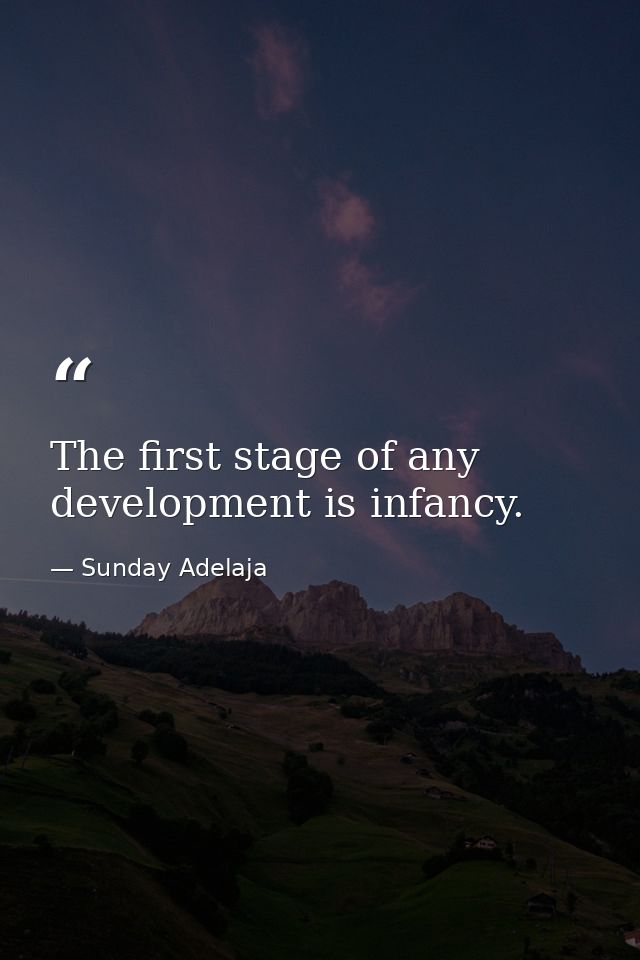 The first stage of any development is infancy. — Sunday Adelaja